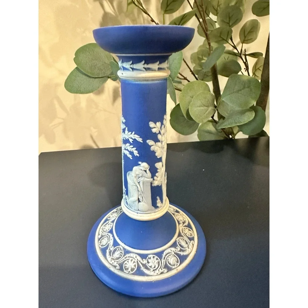 Wedgwood Dark Blue Jasperware Candlestick 7